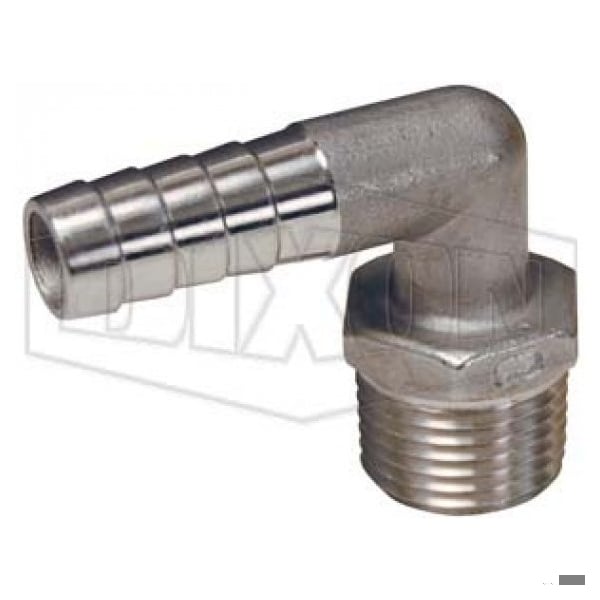 Dixon 90Deg Hose Elbow, 1/2 in, MNPT x Hose Barb, 316 SS, Domestic 1290808SS - main
